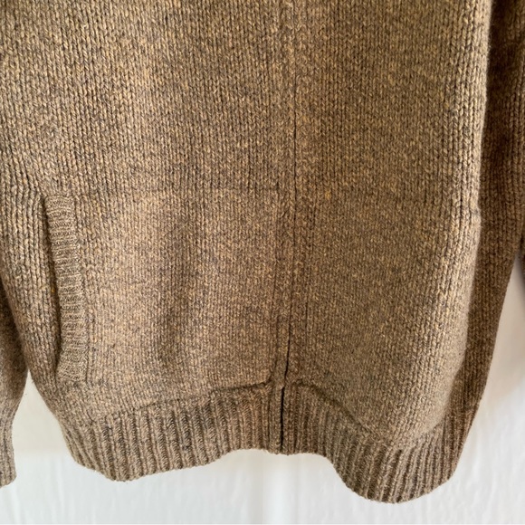 L.L. Bean Brown Lambs Wool Full Zipper Knit Sweater Men’s Size M Reg - Picture 4 of 10